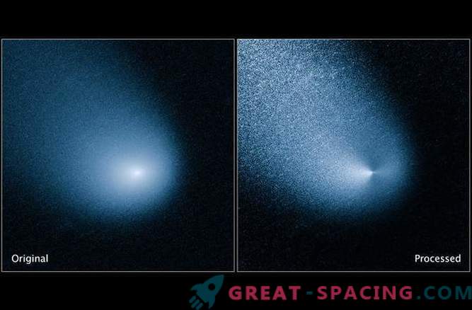 Hubble verwerkte een foto van een komeet Siding Spring nadert Mars