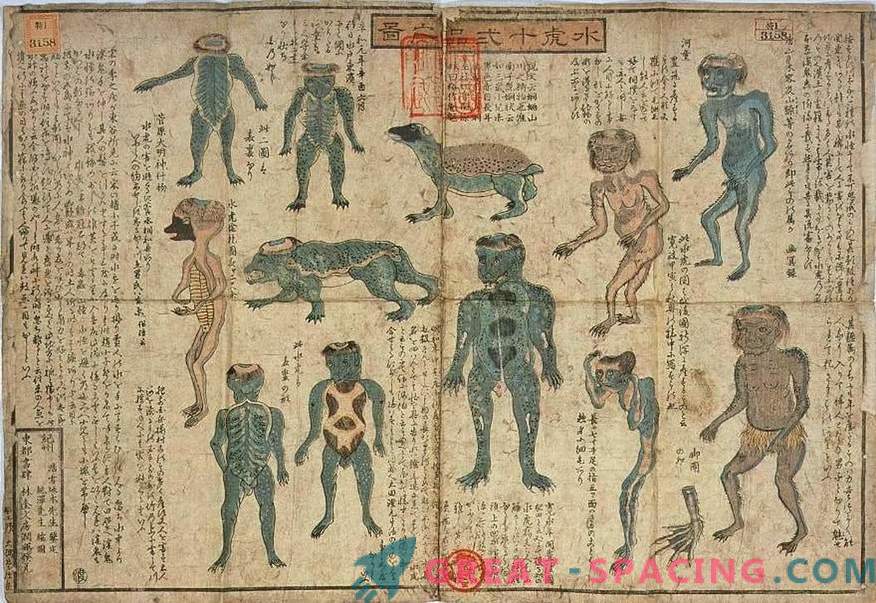 De 200 jaar oude tentoonstelling van het Japanse museum lijkt op een Kapp-mythologisch wezen. Versie ufologov