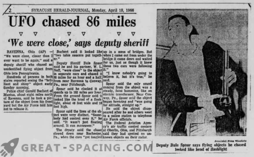 Het incident in Portridge - 1966. De politie beschreef het nastreven van een niet-geïdentificeerd object